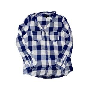 Tinsel Hattie Checker plaid flannel long-sleeve shirt SZ Medium Western Cowgirl